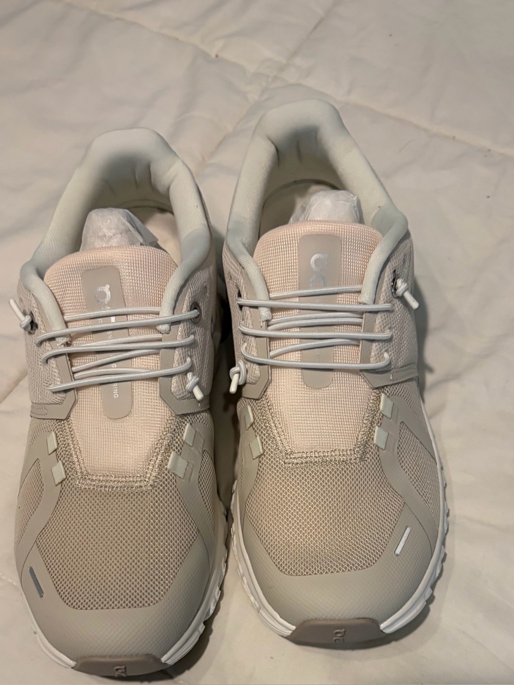 On Cloud 6 Women's Neutral Mesh Sneakers - Pearl/White Size 8 1/2